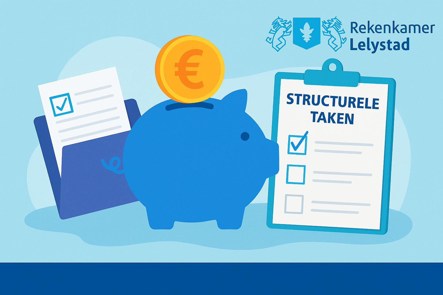 Spaarvarken met logo rekenkamer Lelystad