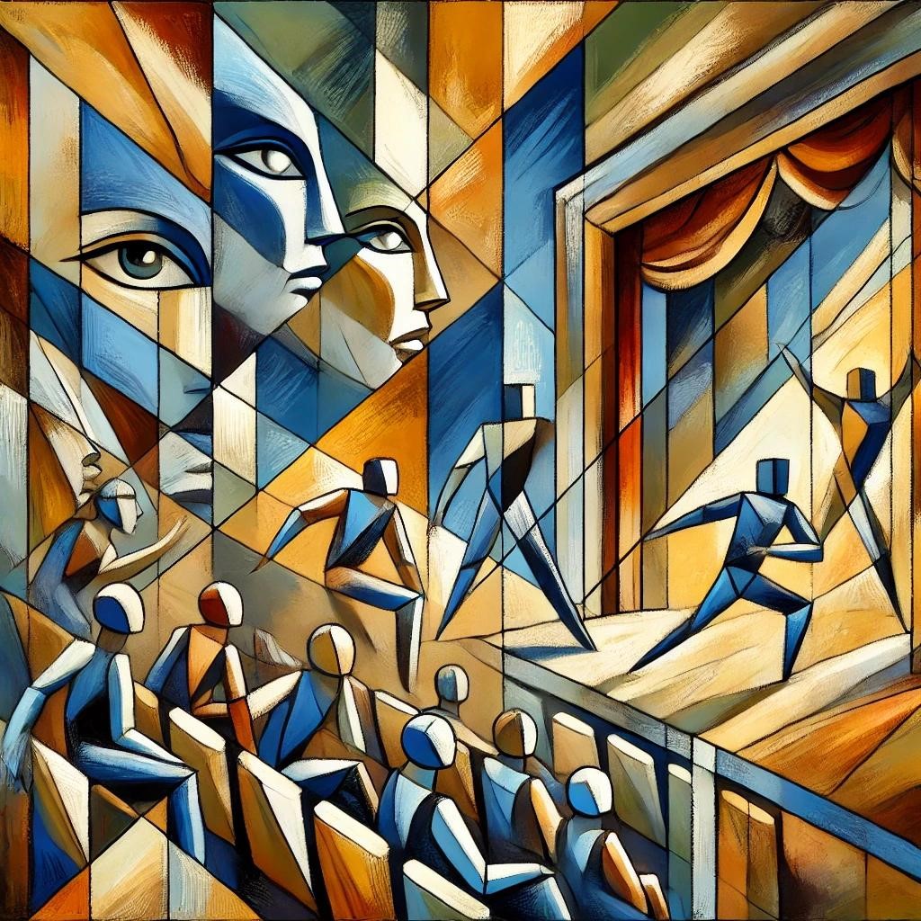 Abstract van toneel met toeschouwers en spelers