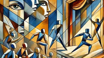 Abstract van toneel met toeschouwers en spelers
