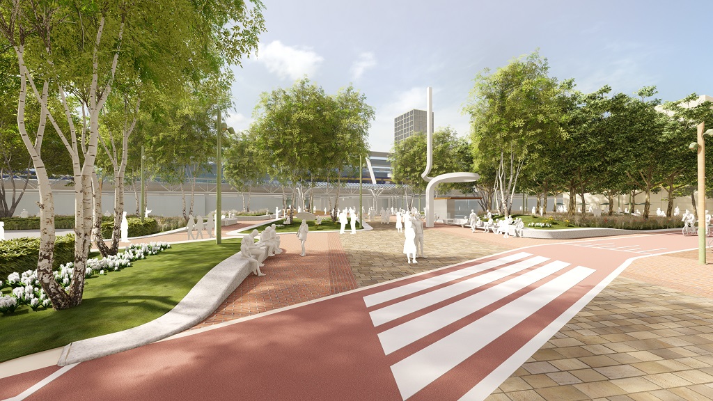 Impressie van de nieuwe inrichting vanaf het Dukaatplein