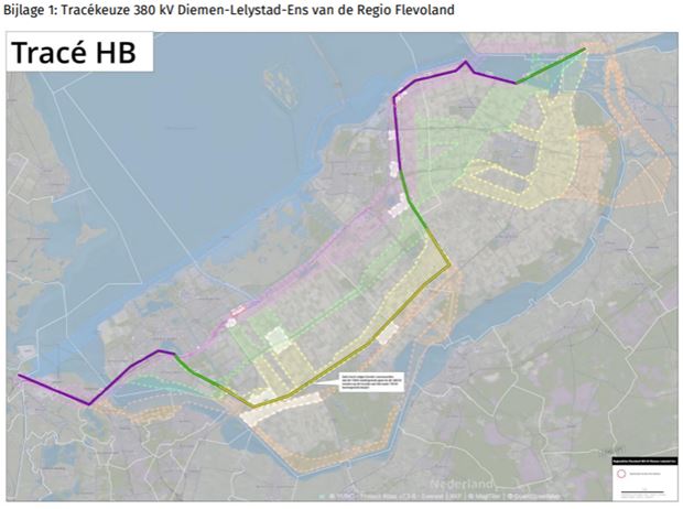 Route hoogspanningsverbinding