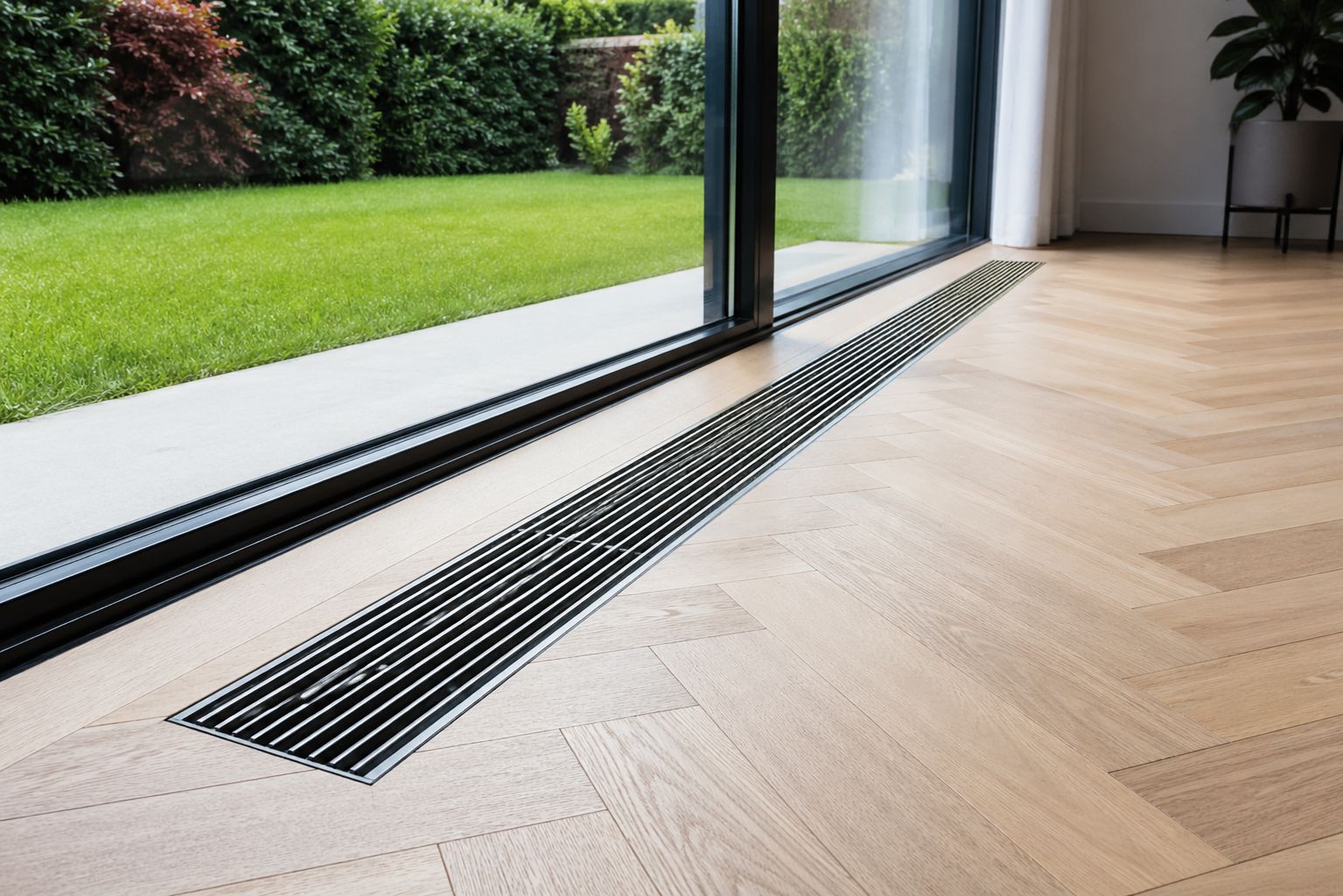Luchtverwarmingsrooster in de vloer