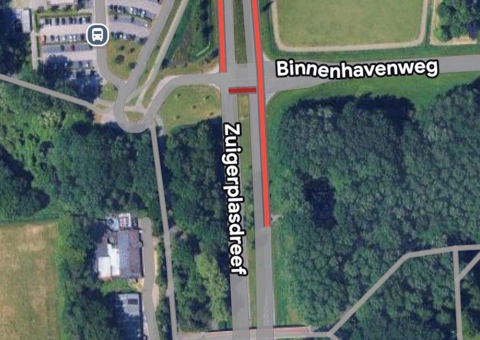 Afsluiting Zuigerplasdreef en Binnenhavenweg nabij de locatie van de parenclub