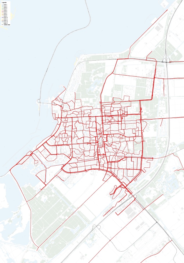 De strooi- en schuifroutes in Lelystad