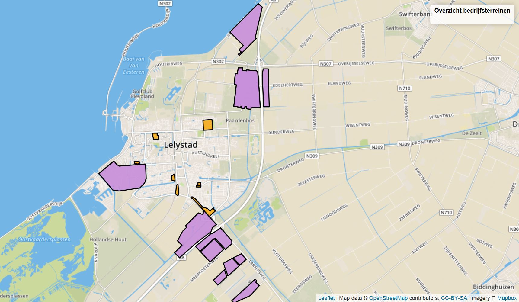 Overzicht industrieterreinen in Lelystad